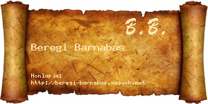 Beregi Barnabás névjegykártya